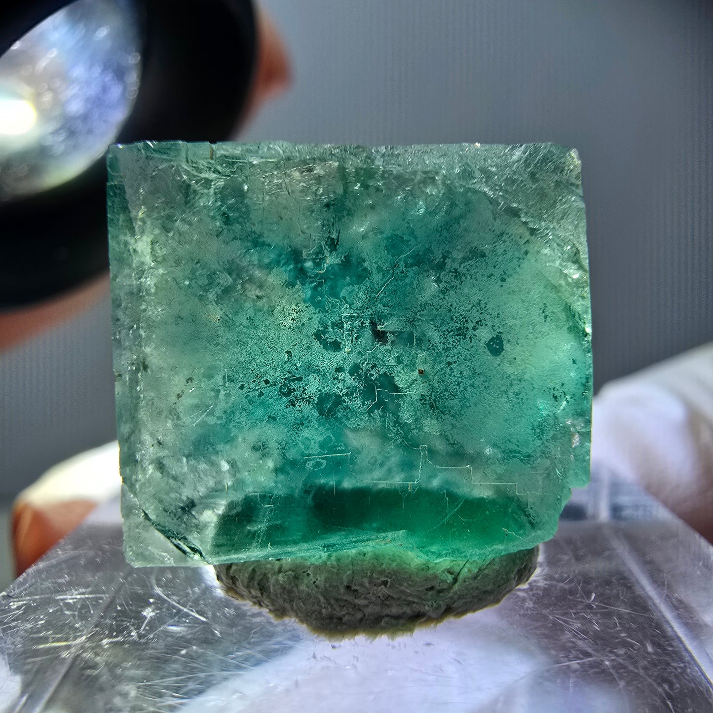 Klarer Phantom Fluorit Würfel parkettiert, grün Okorusu, Namibia 16*14*8mm