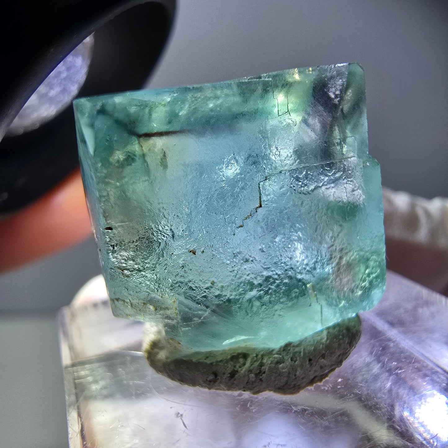 Klarer Phantom Fluorit Würfel parkettiert, grün Okorusu, Namibia 18*17*12mm