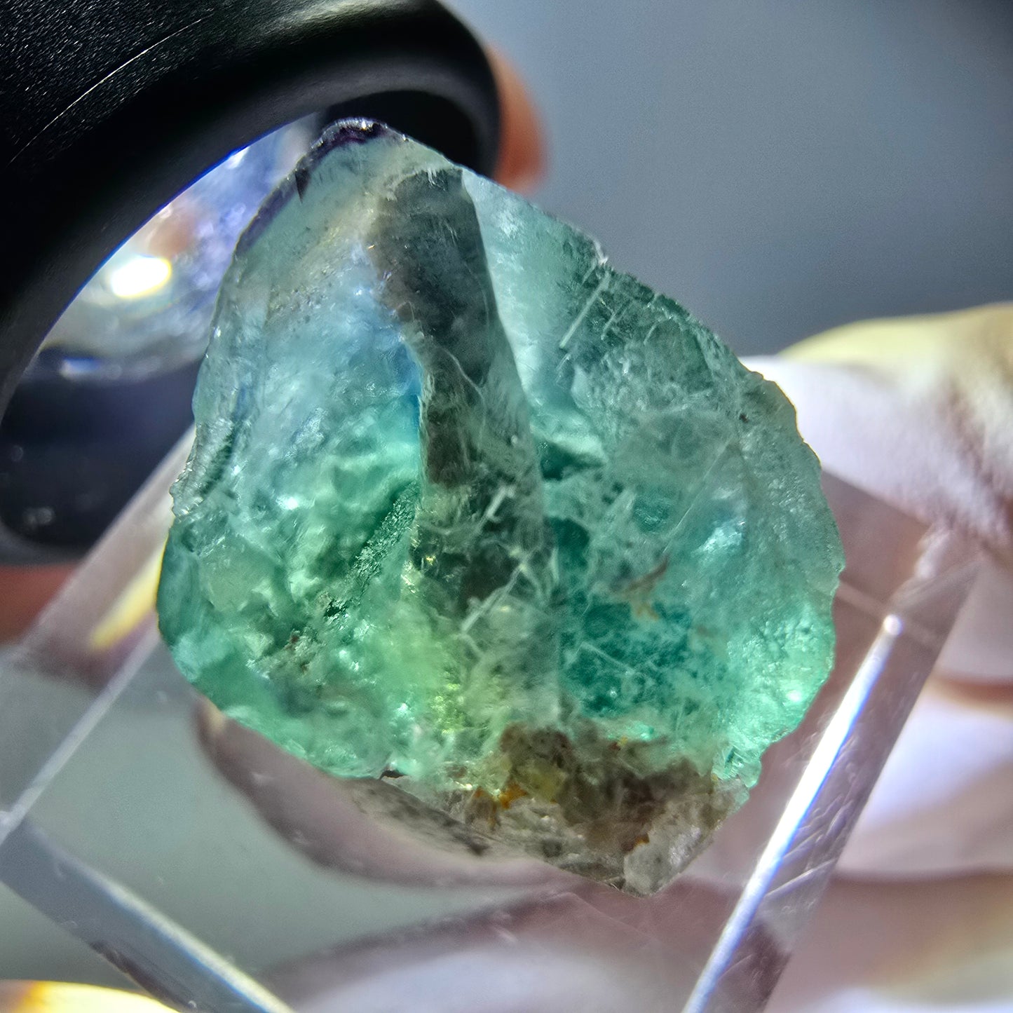 Klarer Phantom Fluorit Würfel parkettiert, grün Okorusu, Namibia 17*16*13mm