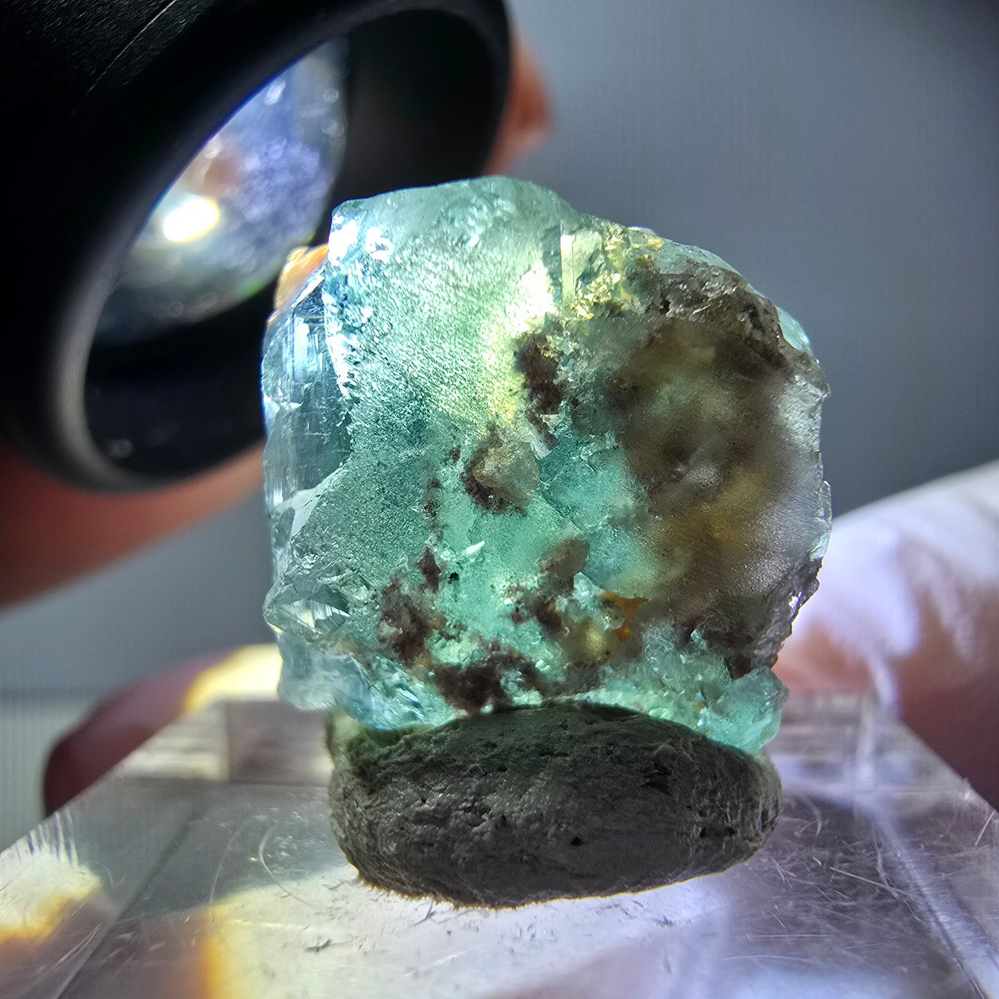 Klarer Phantom Fluorit Würfel parkettiert, grün Okorusu, Namibia 17*16*13mm