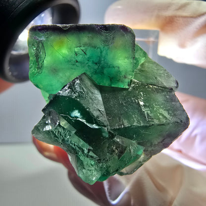 Seltene Phantom Fluorit Würfel Stufe, grün lila Okorusu, Namibia 33*24*21mm
