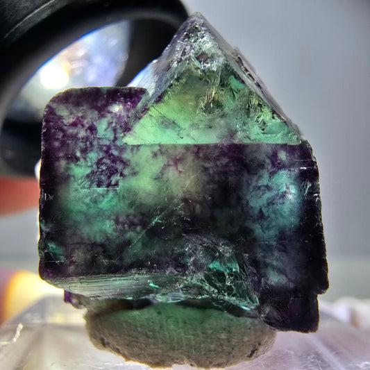 Seltene Phantom Fluorit Würfel Stufe, grün lila Okorusu, Namibia 22*22*14mm