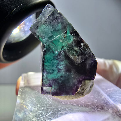 Seltene Phantom Fluorit Würfel Stufe, grün lila Okorusu, Namibia 22*22*14mm