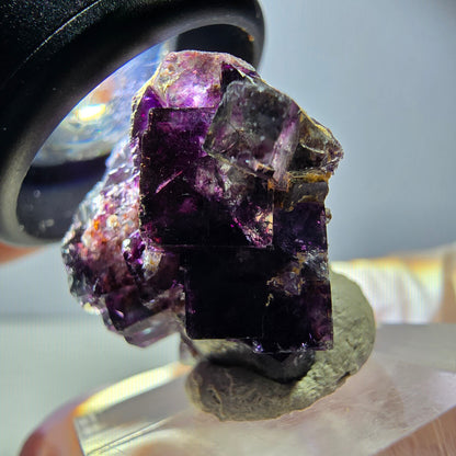 Seltene Phantom Fluorit Würfel Stufe, grün lila Okorusu, Namibia 36*23*15mm