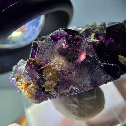 Seltene Phantom Fluorit Würfel Stufe, grün lila Okorusu, Namibia 36*23*15mm