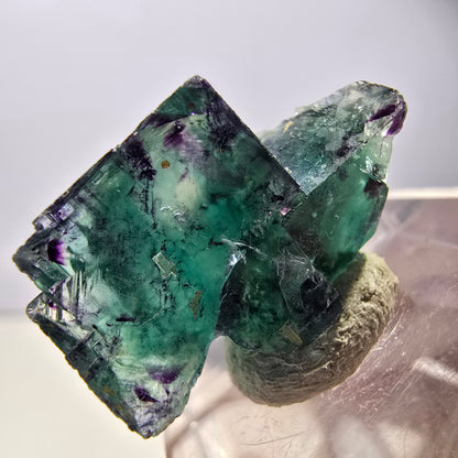 Seltene Phantom Fluorit Würfel Stufe, grün lila Okorusu, Namibia 24*17*12mm