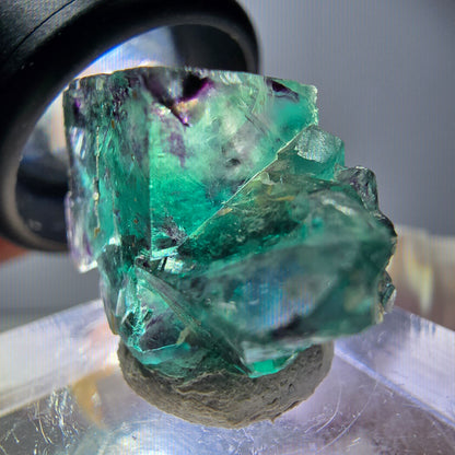 Seltene Phantom Fluorit Würfel Stufe, grün lila Okorusu, Namibia 24*17*12mm