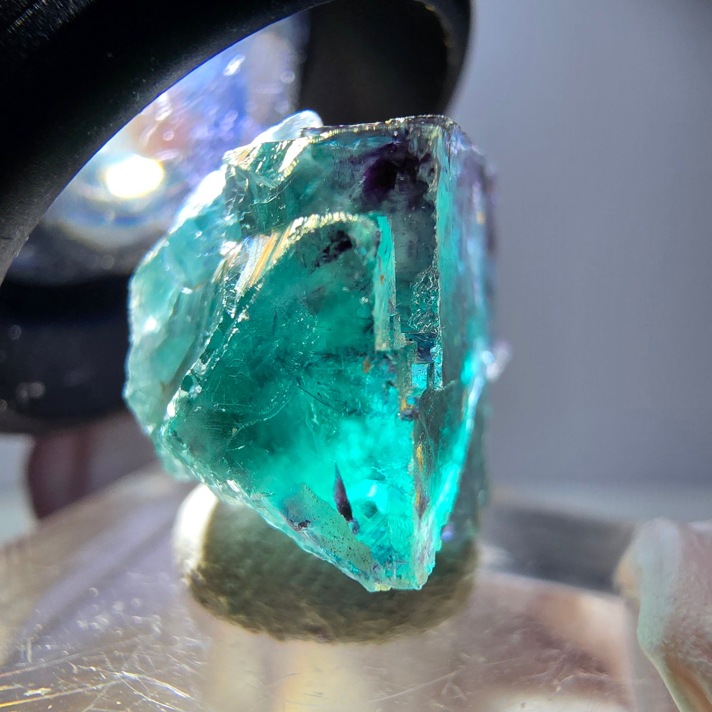 Seltene Phantom Fluorit Würfel Stufe, grün lila Okorusu, Namibia 24*17*12mm