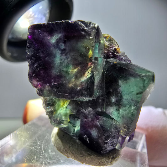 Seltene Phantom Fluorit Würfel Stufe, grün lila Okorusu, Namibia 29*23*16mm