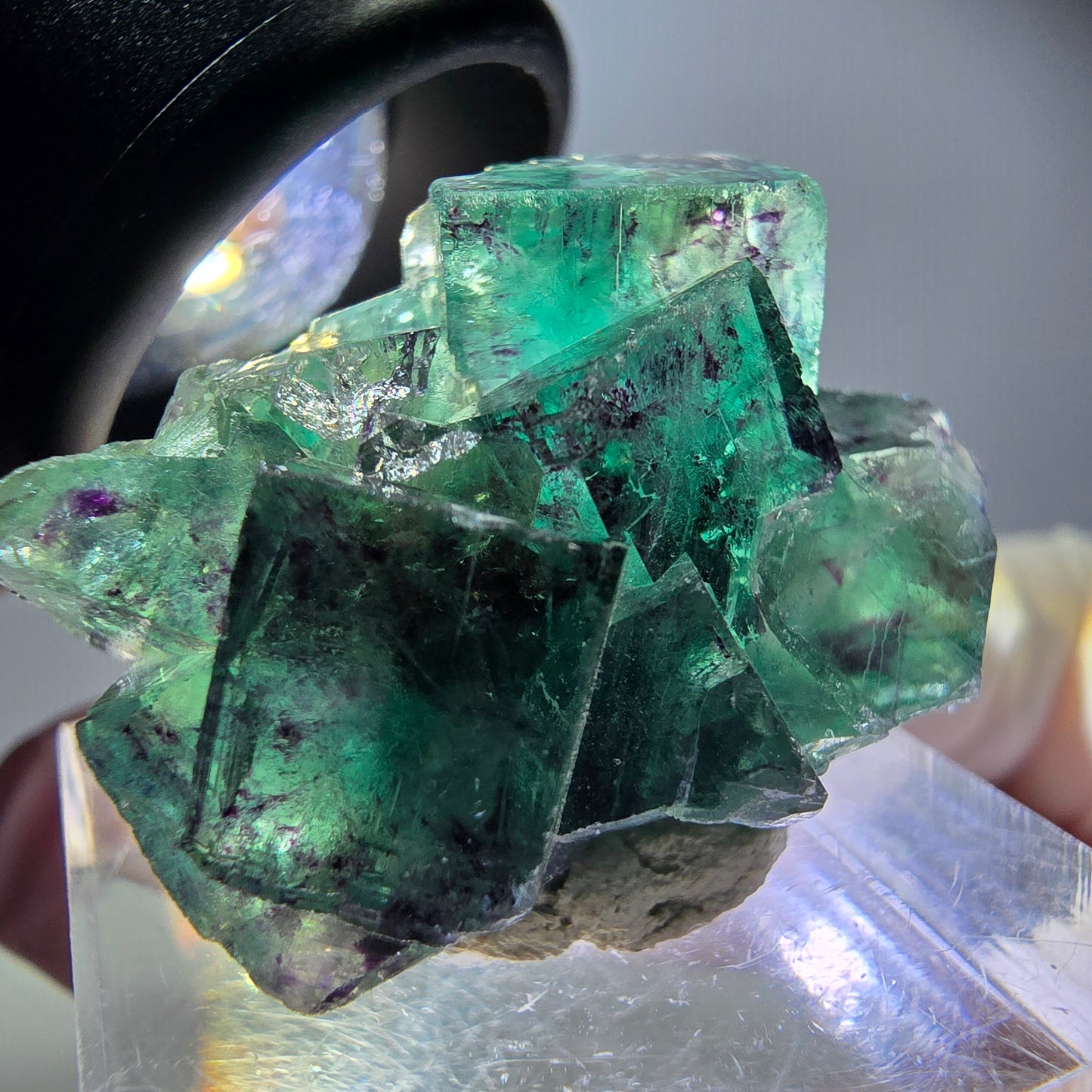 Seltene Phantom Fluorit Würfel Stufe, grün lila Okorusu, Namibia 31*23*16mm