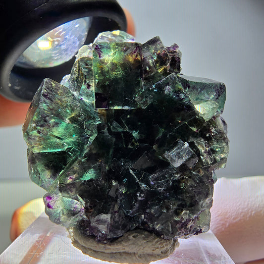 Rare Phantom Fluorite Cube Specimen, green purple Okorusu, Namibia 37*33*16mm 