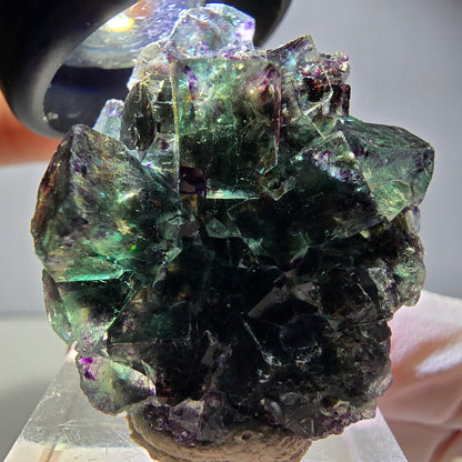 Rare Phantom Fluorite Cube Specimen, green purple Okorusu, Namibia 37*33*16mm 
