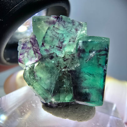 Rare spécimen de cube de fluorite fantôme, vert-violet, Okorusu, Namibie, 25 x 21 x 19 mm 