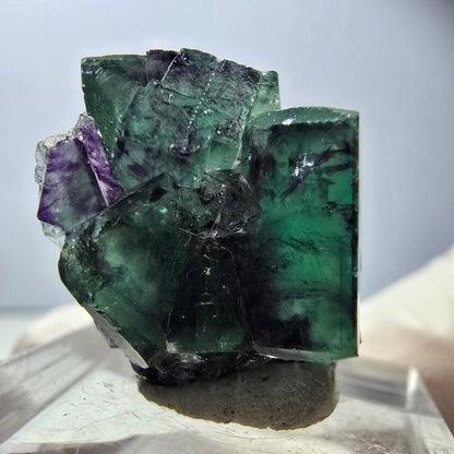 Rare spécimen de cube de fluorite fantôme, vert-violet, Okorusu, Namibie, 25 x 21 x 19 mm 