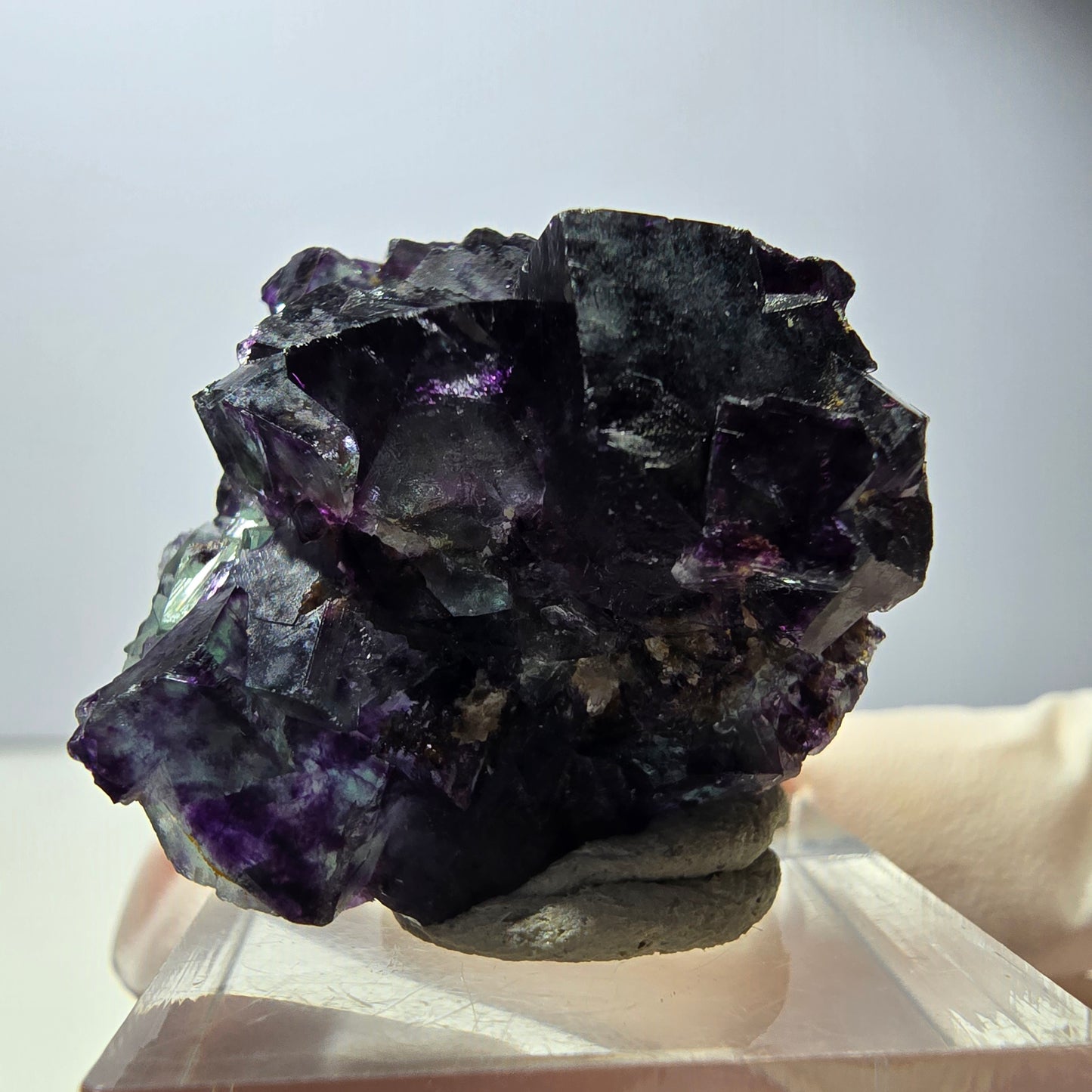 Rare spécimen de cube de fluorite fantôme, vert-violet, Okorusu, Namibie, 33 x 29 x 20 mm 