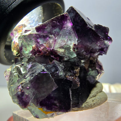 Rare spécimen de cube de fluorite fantôme, vert-violet, Okorusu, Namibie, 33 x 29 x 20 mm 