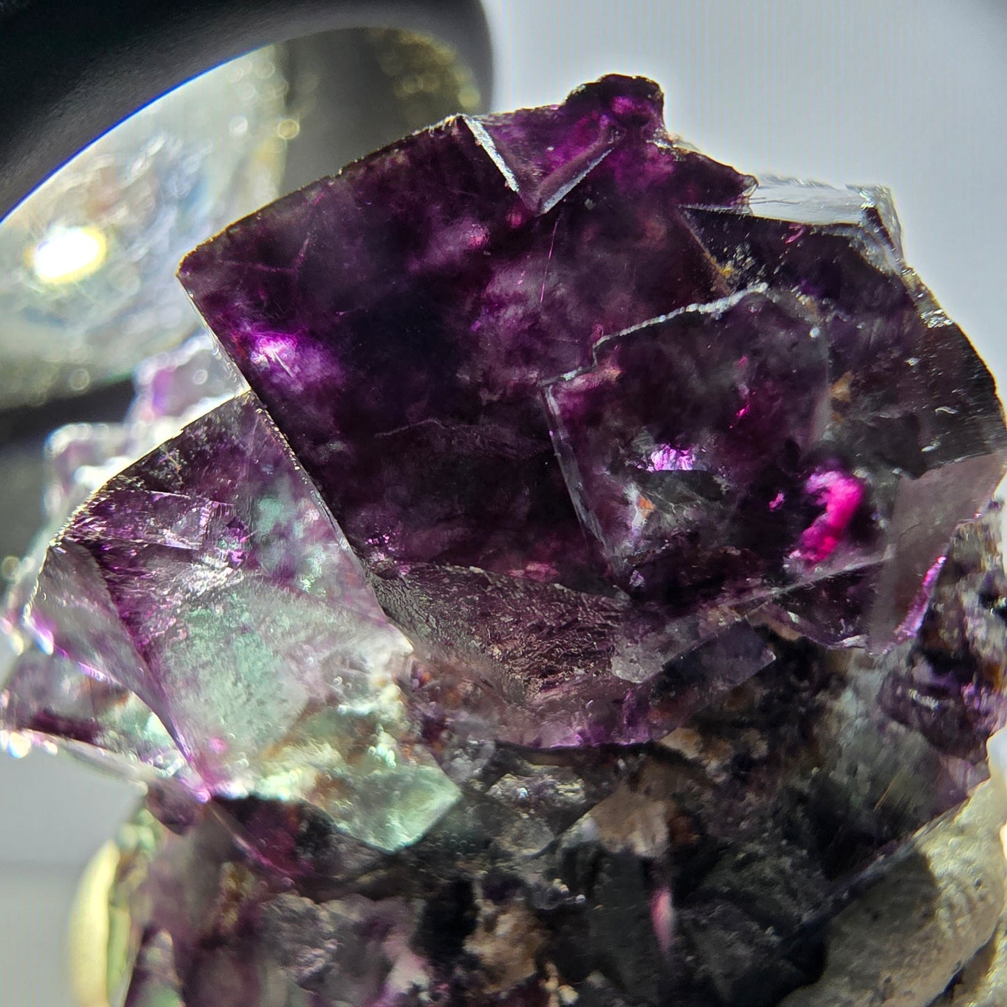 Rare spécimen de cube de fluorite fantôme, vert-violet, Okorusu, Namibie, 33 x 29 x 20 mm 