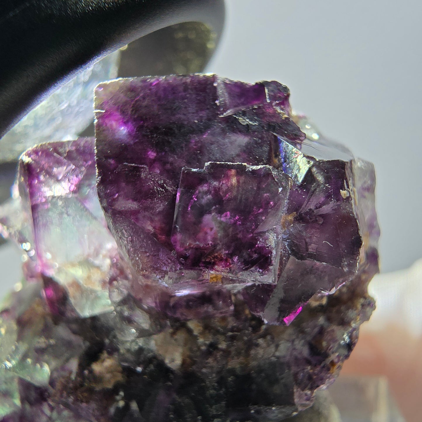 Rare spécimen de cube de fluorite fantôme, vert-violet, Okorusu, Namibie, 33 x 29 x 20 mm 