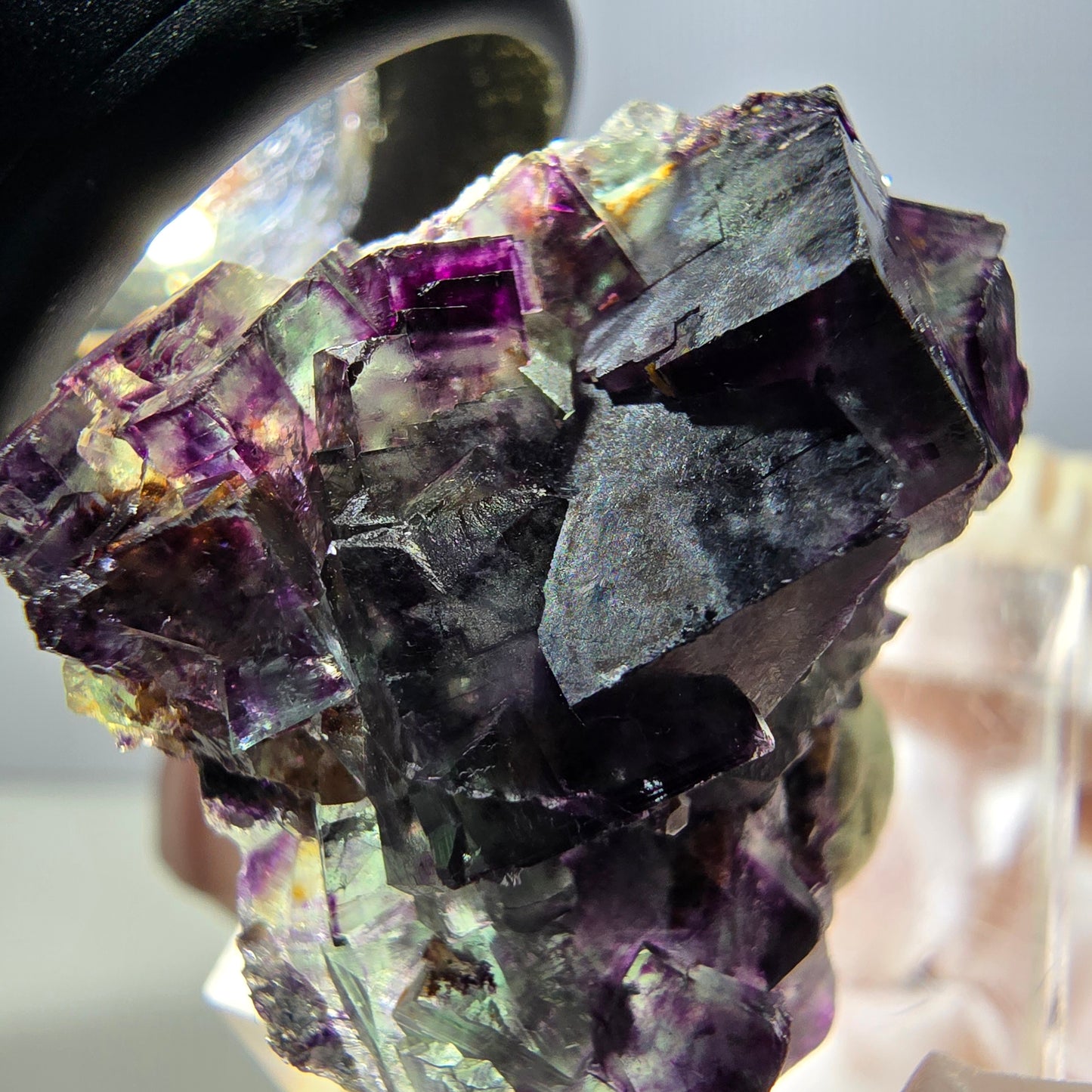 Rare spécimen de cube de fluorite fantôme, vert-violet, Okorusu, Namibie, 33 x 29 x 20 mm 