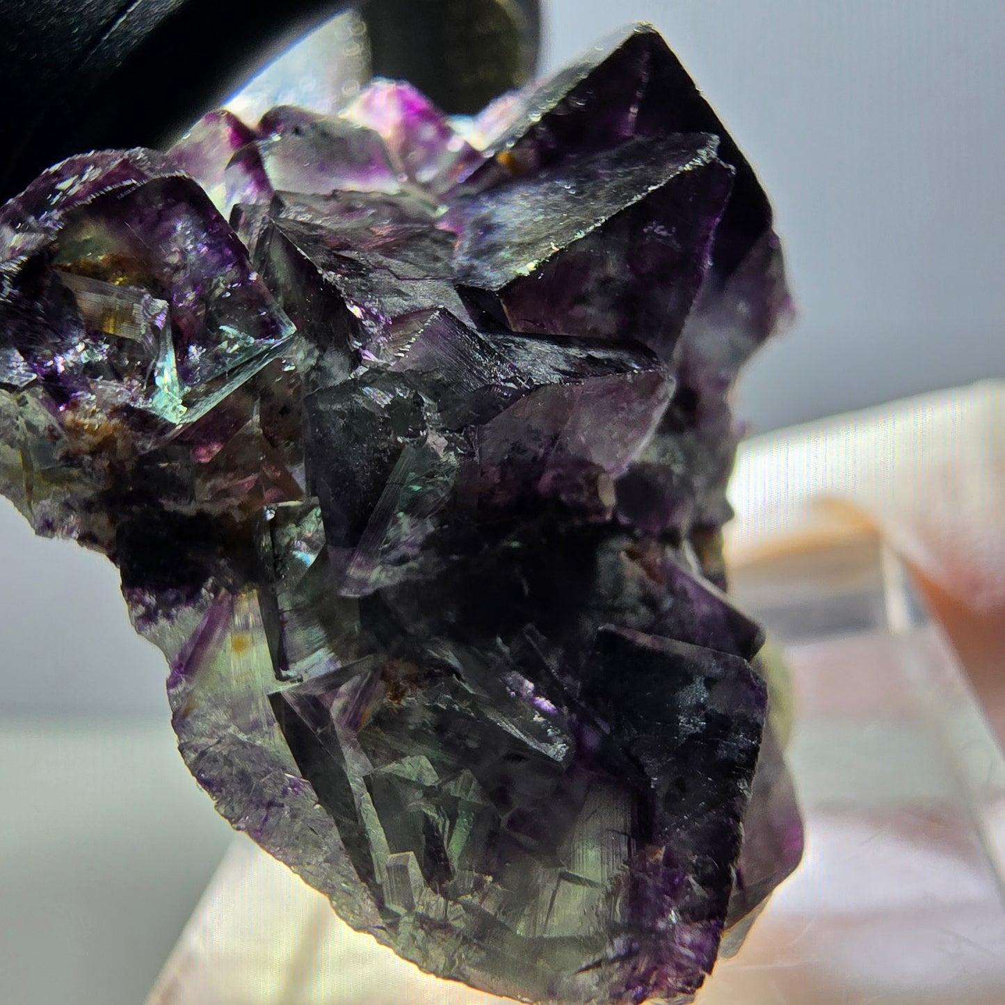 Rare spécimen de cube de fluorite fantôme, vert-violet, Okorusu, Namibie, 33 x 29 x 20 mm 