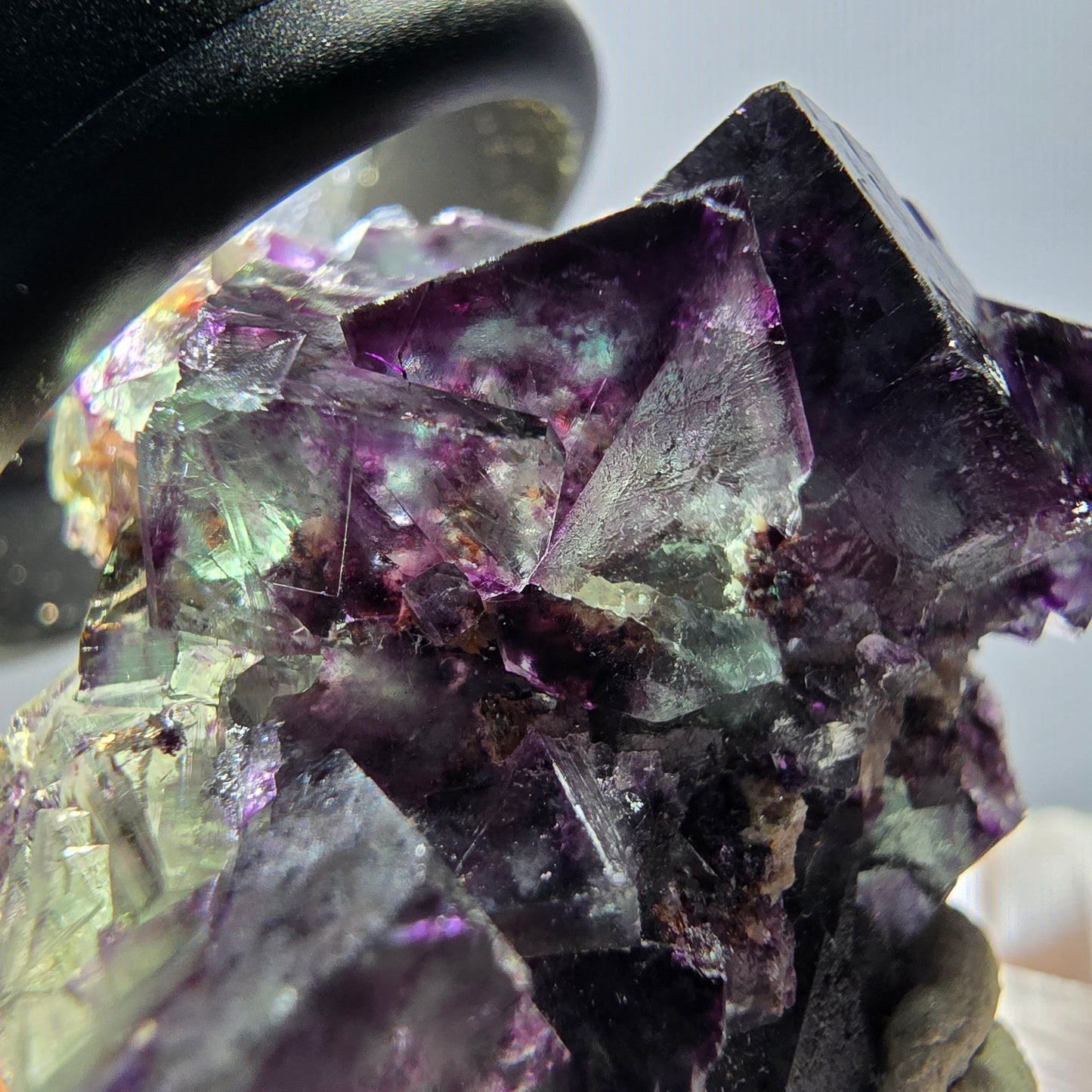Rare spécimen de cube de fluorite fantôme, vert-violet, Okorusu, Namibie, 33 x 29 x 20 mm 