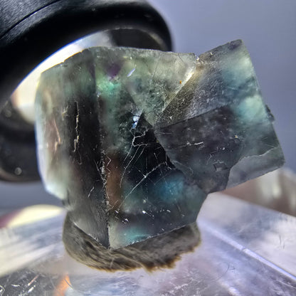 Rare spécimen de cube de fluorite fantôme, vert-violet, Okorusu, Namibie, 22 x 14 x 13 mm 