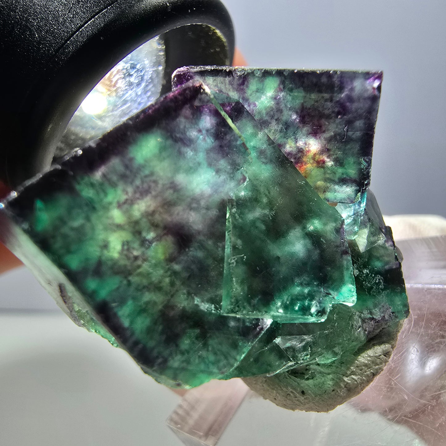 Rare spécimen de cube de fluorite fantôme, vert-violet, Okorusu, Namibie, 30 x 30 x 28 mm 