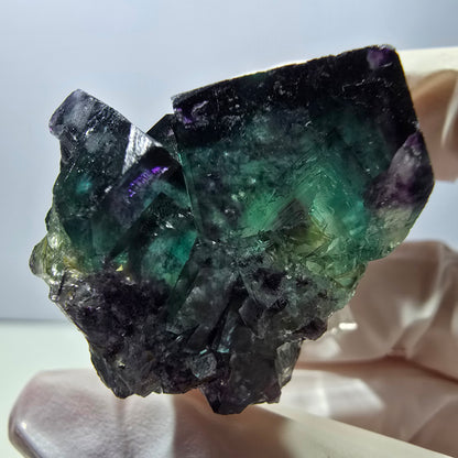 Rare spécimen de cube de fluorite fantôme, vert-violet, Okorusu, Namibie, 30 x 30 x 28 mm 