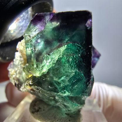 Rare spécimen de cube de fluorite fantôme, vert-violet, Okorusu, Namibie, 30 x 30 x 28 mm 