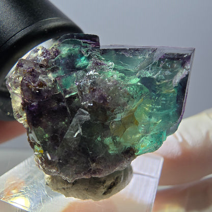 Rare spécimen de cube de fluorite fantôme, vert-violet, Okorusu, Namibie, 30 x 30 x 28 mm 