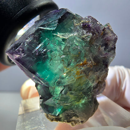 Rare spécimen de cube de fluorite fantôme, vert-violet, Okorusu, Namibie, 30 x 30 x 28 mm 