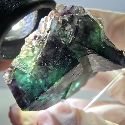 Rare spécimen de cube de fluorite fantôme, vert-violet, Okorusu, Namibie, 30 x 30 x 28 mm 
