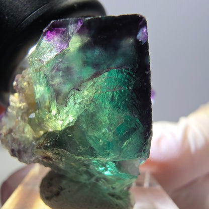 Rare spécimen de cube de fluorite fantôme, vert-violet, Okorusu, Namibie, 30 x 30 x 28 mm 