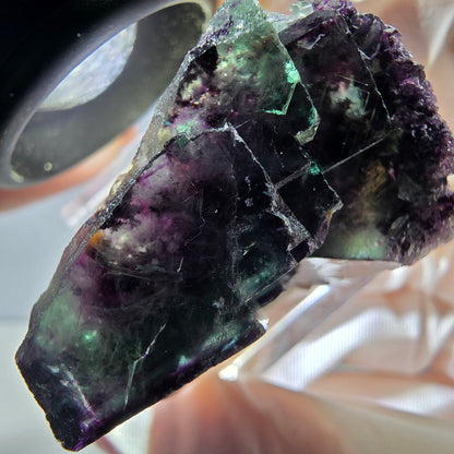 Spécimen rare de cube de fluorite fantôme, vert-violet, Okorusu, Namibie, 37 x 24 x 20 mm 