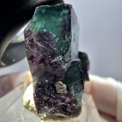 Spécimen rare de cube de fluorite fantôme, vert-violet, Okorusu, Namibie, 37 x 24 x 20 mm 