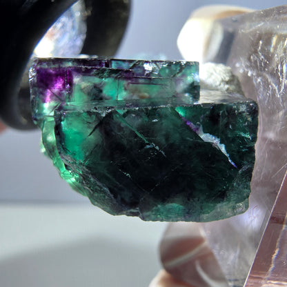 Spécimen rare de cube de fluorite fantôme, vert-violet, Okorusu, Namibie, 30 x 21 x 14 mm 