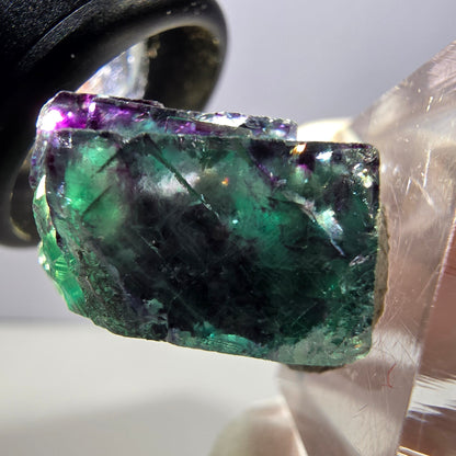 Spécimen rare de cube de fluorite fantôme, vert-violet, Okorusu, Namibie, 30 x 21 x 14 mm 