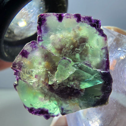 Rare spécimen de cube de fluorite fantôme, vert-violet, Okorusu, Namibie, 28 x 21 x 15 mm 