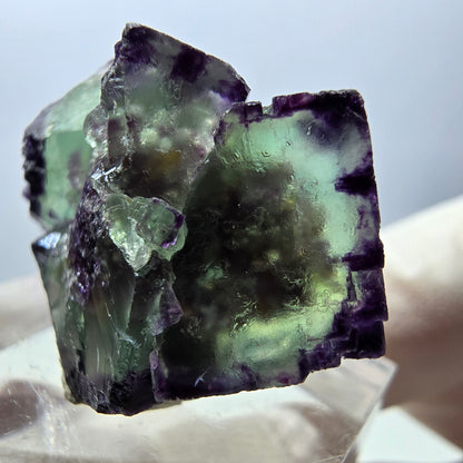 Rare spécimen de cube de fluorite fantôme, vert-violet, Okorusu, Namibie, 28 x 21 x 15 mm 