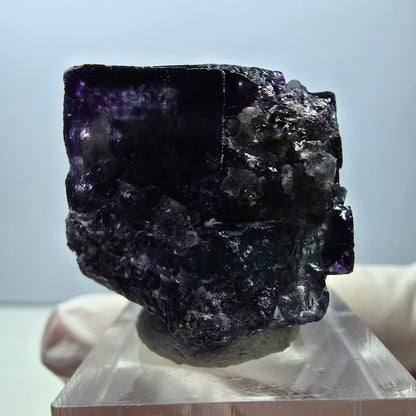 Rare spécimen de cube de fluorite fantôme, vert-violet, Okorusu, Namibie, 27 x 27 x 18 mm 
