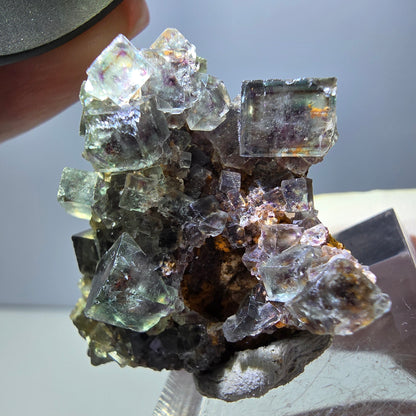 Rare spécimen de cube de fluorite fantôme, vert-violet, Okorusu, Namibie, 32 x 29 x 17 mm 