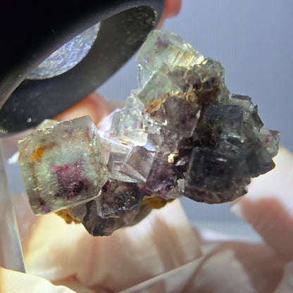 Rare spécimen de cube de fluorite fantôme, vert-violet, Okorusu, Namibie, 32 x 29 x 17 mm 
