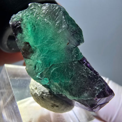 Rare spécimen de cube de fluorite fantôme, vert-violet, Okorusu, Namibie, 36 x 26 x 16 mm 