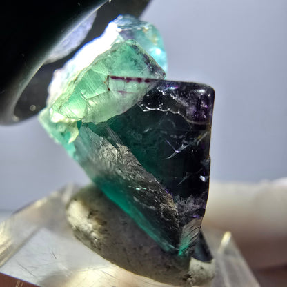 Rare spécimen de cube de fluorite fantôme, vert-violet, Okorusu, Namibie, 36 x 26 x 16 mm 