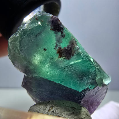 Rare spécimen de cube de fluorite fantôme, vert-violet, Okorusu, Namibie, 36 x 26 x 16 mm 