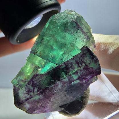 Rare spécimen de cube de fluorite fantôme, vert-violet, Okorusu, Namibie, 36 x 26 x 16 mm 