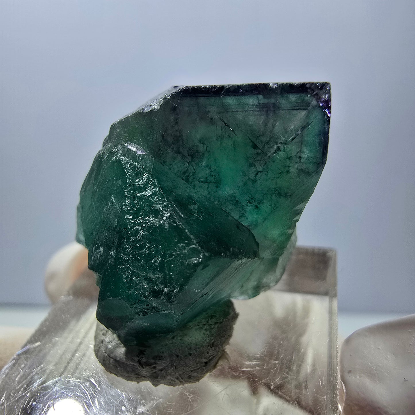 Spécimen rare de cube de fluorite fantôme, vert-violet, Okorusu, Namibie, 29 x 20 x 16 mm 