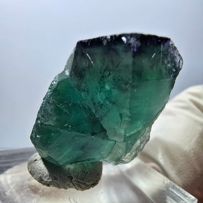 Spécimen rare de cube de fluorite fantôme, vert-violet, Okorusu, Namibie, 29 x 20 x 16 mm 