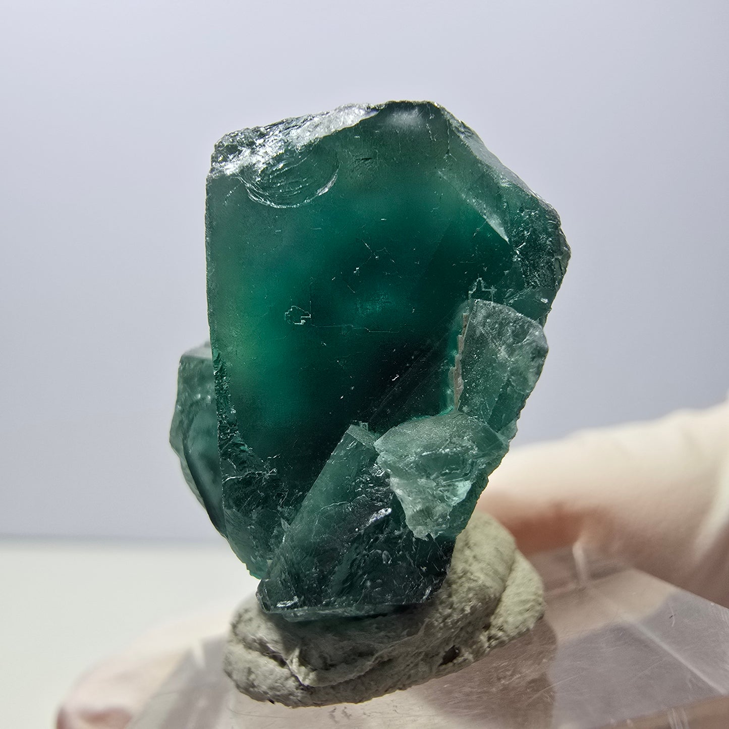 Spécimen rare de cube de fluorite fantôme, vert-violet, Okorusu, Namibie, 27 x 25 x 17 mm 
