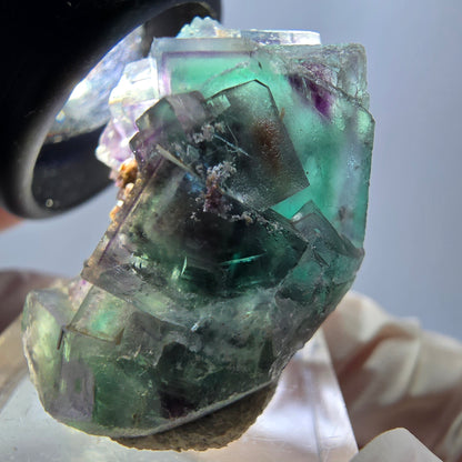 Spécimen rare de cube de fluorite fantôme, vert-violet, Okorusu, Namibie, 37 x 22 x 21 mm 